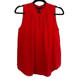 NWT Banana Republic Red Front Peep Hole Sleeveless Office Pleated Shell Blouse-S